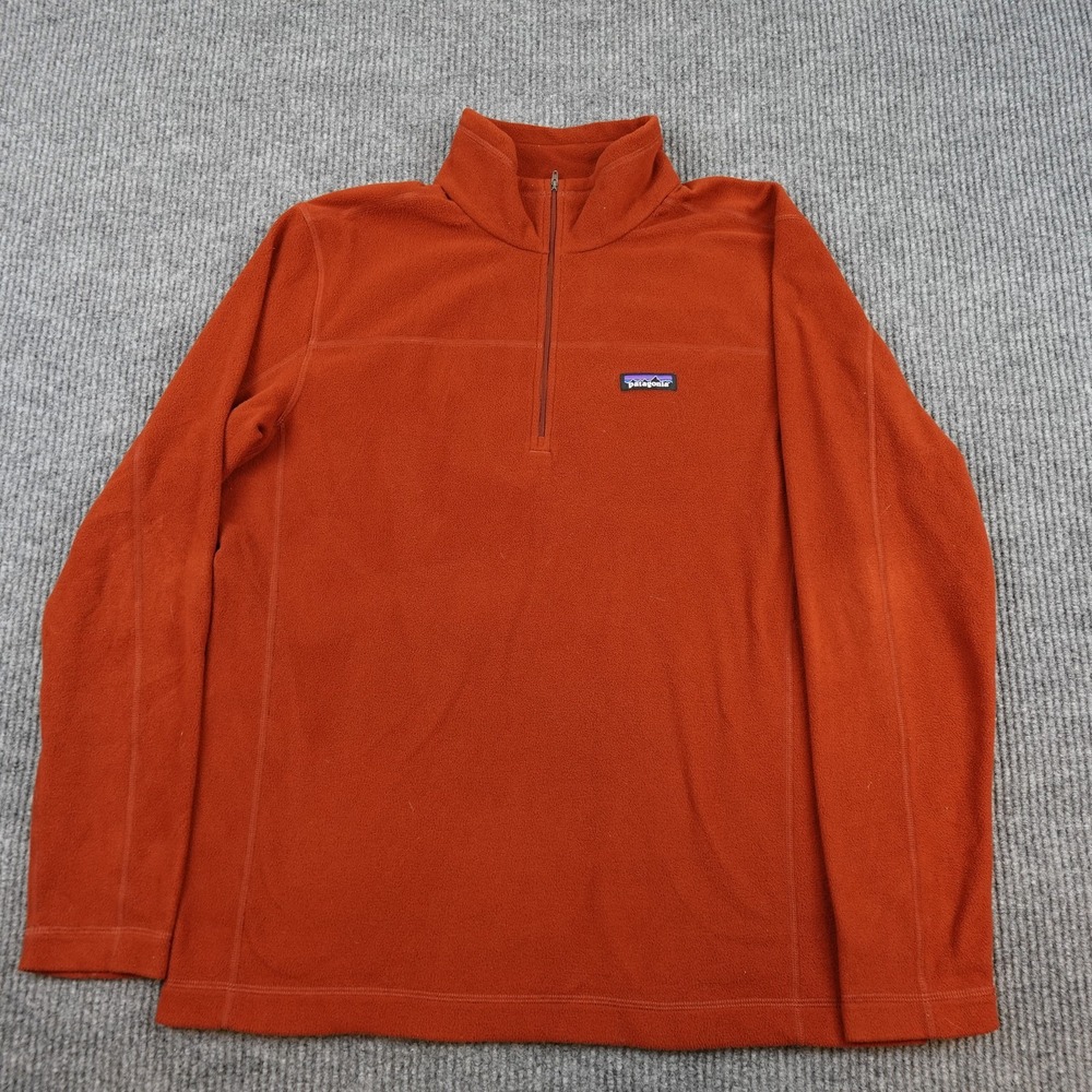 Patagonia Micro D Fleece 1/4 Zip Pullover Mens Large Orange 26176 Hiking